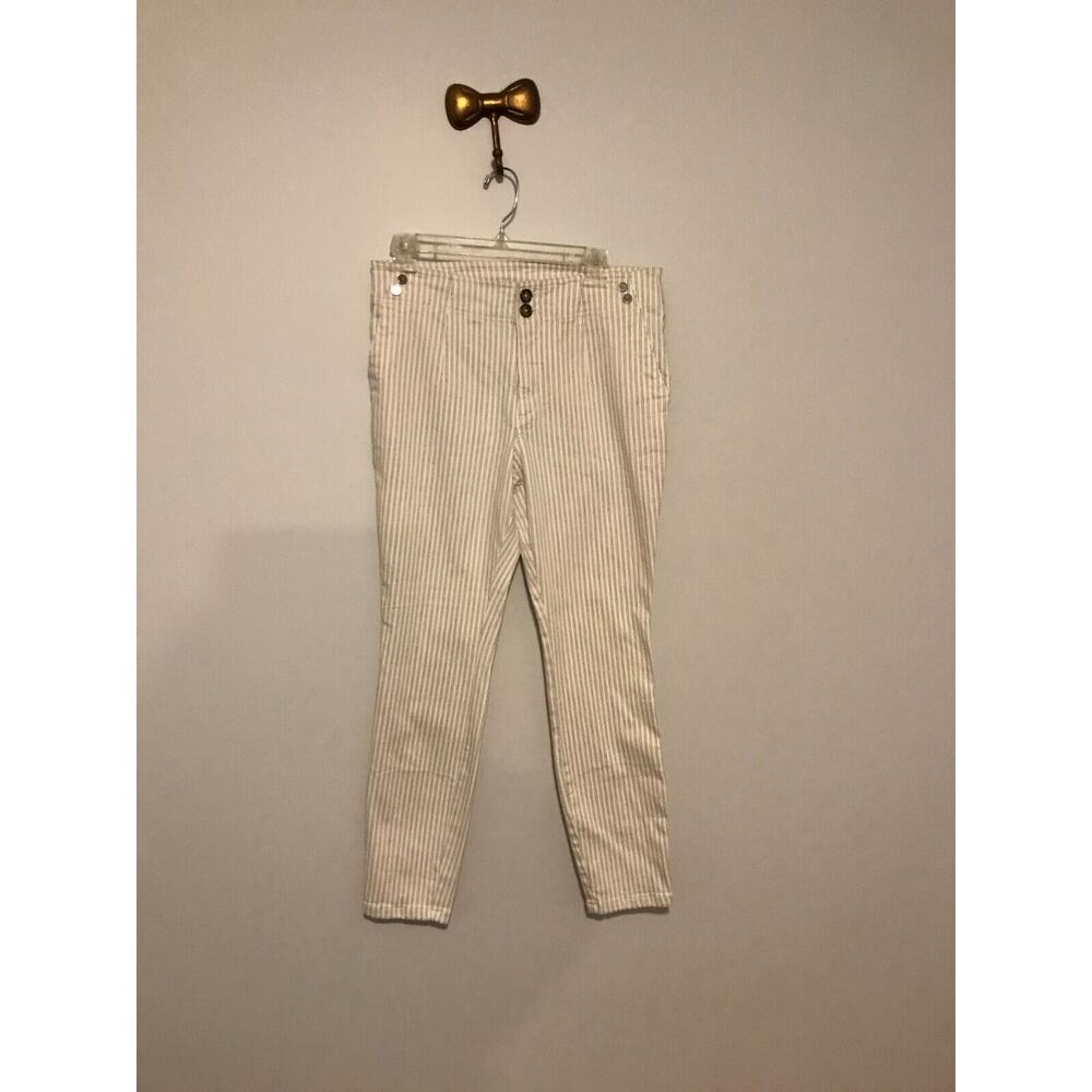 Anthropologie Cream and Thin Stripe Skinny Pants